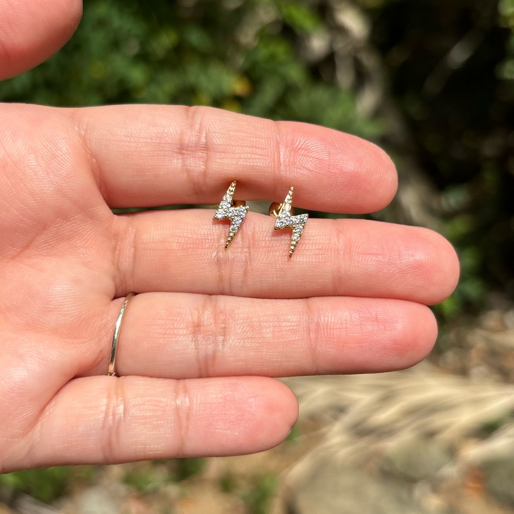18K Gold Plated Stainless Steel Thunder Stud Earrings